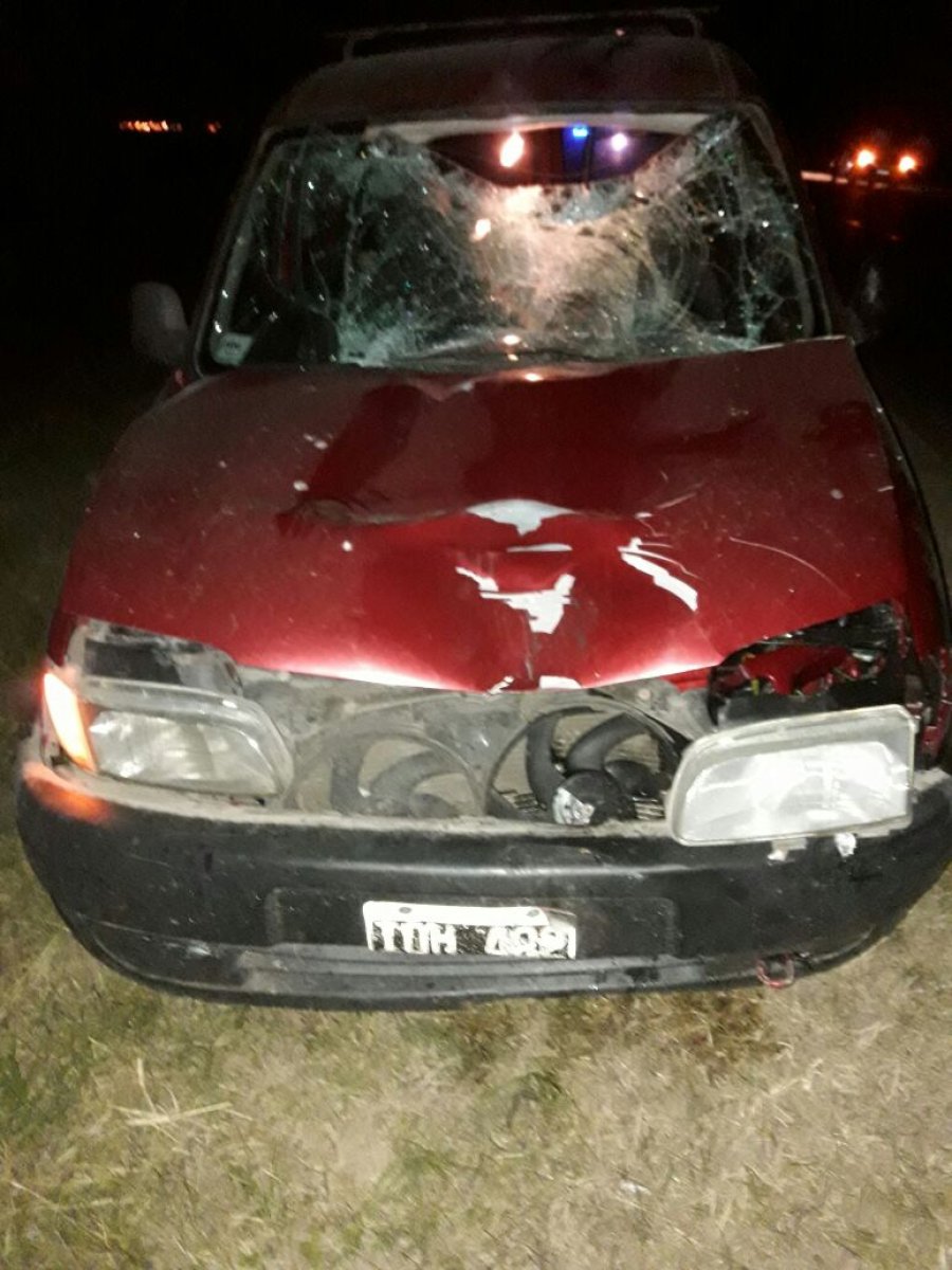 FOTO UR V EL FURGON CITRO&Euml;N. En la parrilla y el parabrisas se observan los destrozos que dej&oacute; el impacto.