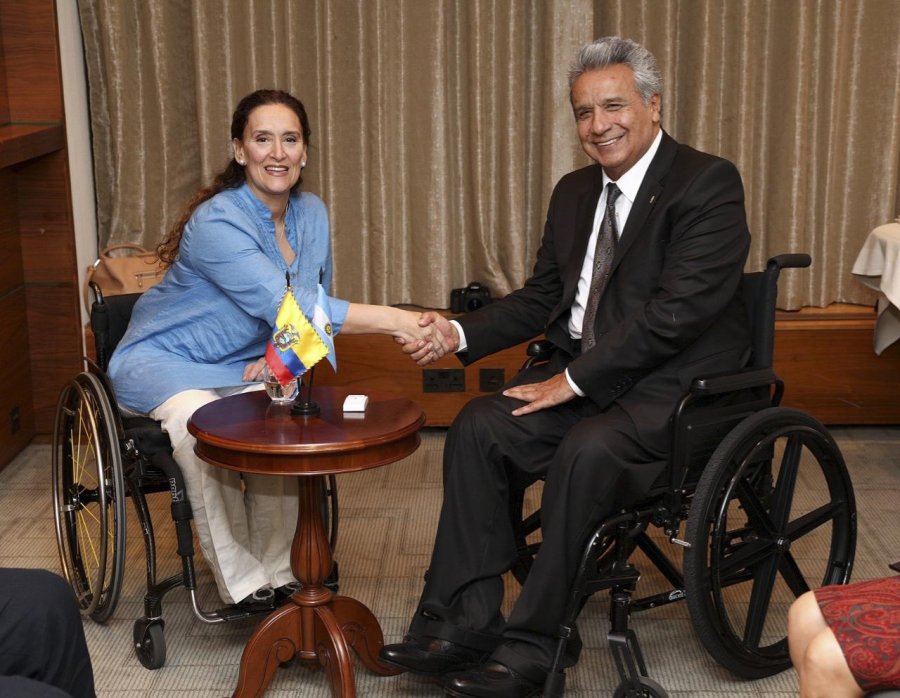 FOTO NA EN LONDRES. Gabriela Michetti mantuvo un encuentro con el presidente de Ecuador, Len&iacute;n Moreno.
