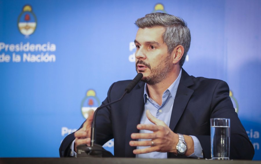 FOTO NA MARCOS PE&Ntilde;A. Con la prensa en la Casa Rosada.