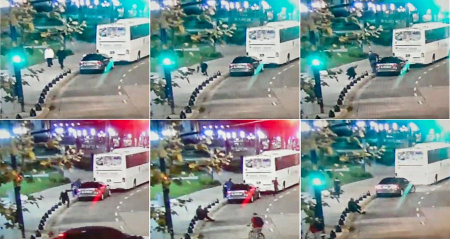FOTO NA ESCENA. Secuencia de captura de im&aacute;genes de video en la que se observa el ataque que recibieron el diputado radical H&eacute;ctor Olivares y el funcionario nacional Marcelo Yad&oacute;n.
