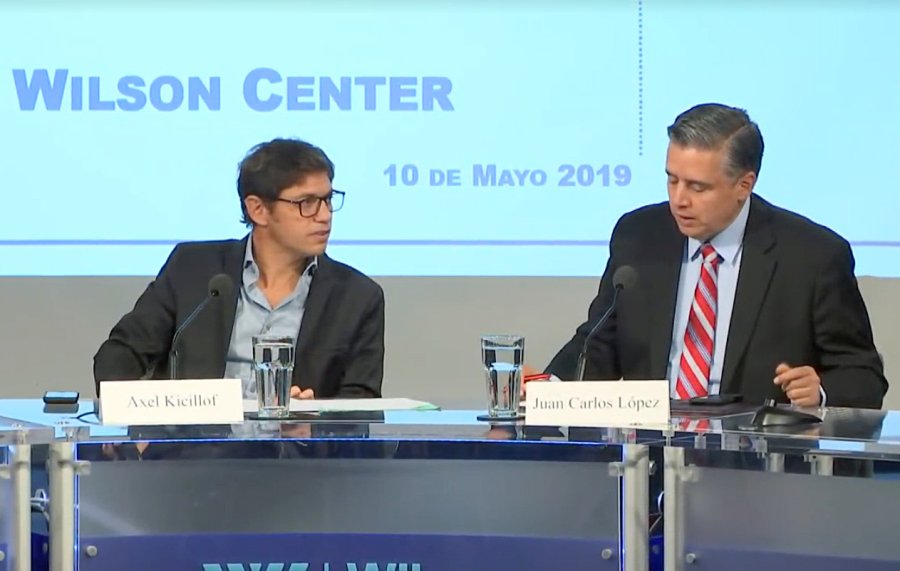 FOTO NA EN WASHINGTON. Kicillof durante su disertaci&oacute;n en el Eilson Center.