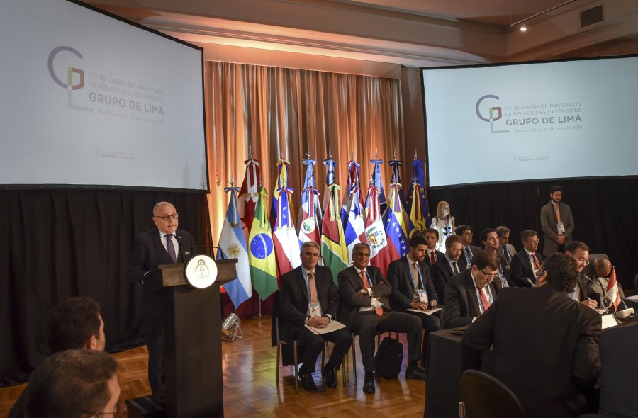 FOTO NA FAURIE. El canciller argentino durante su participaci&oacute;n en el encuentro.