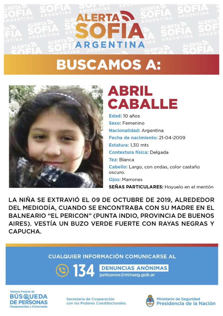 FOTO MSN AFICHE. As&iacute; se est&aacute; buscando a Abril Caball&eacute; en las redes sociales con alcance a todo el pa&iacute;s.