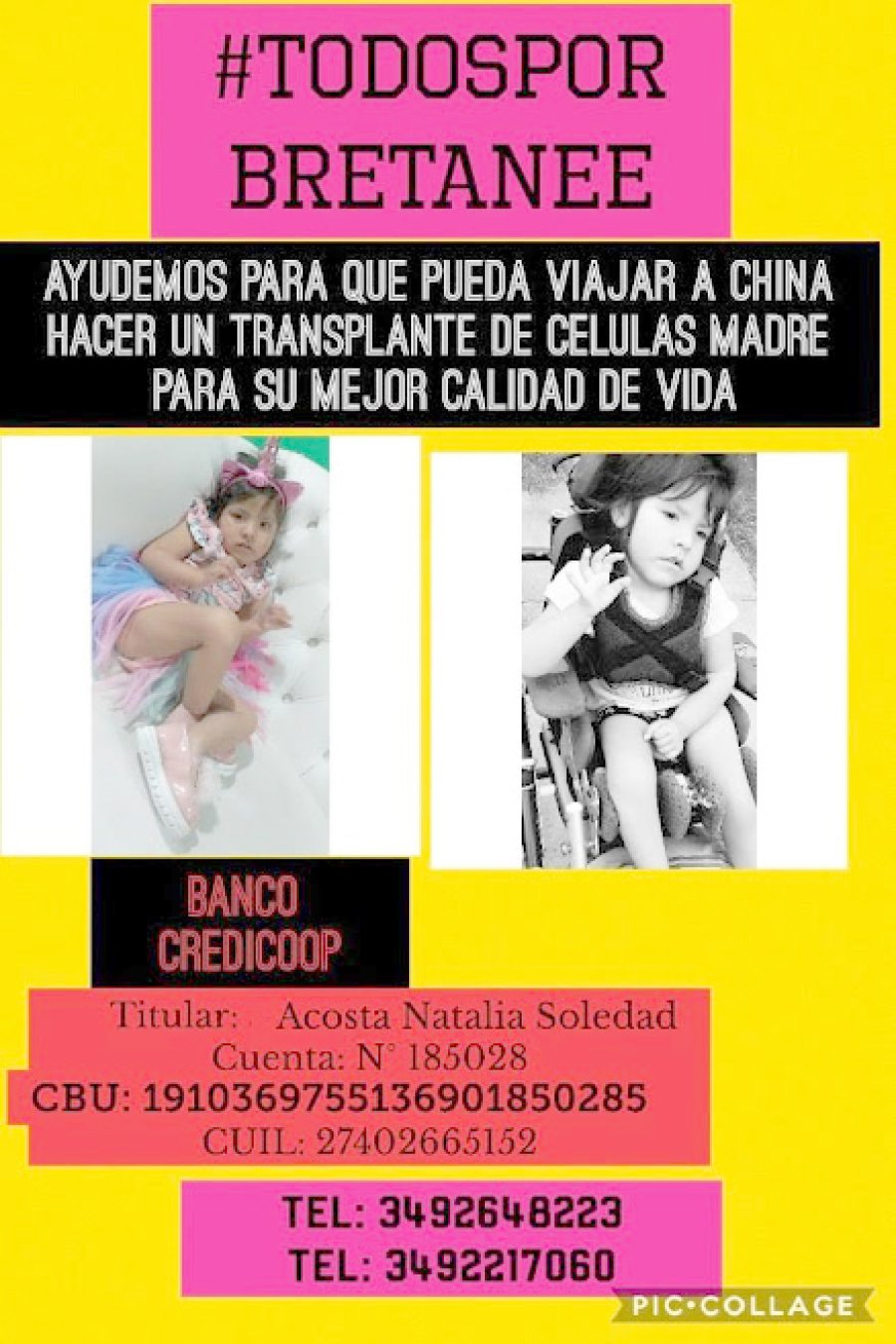 IMAGEN ARCHIVO MOVIDA SOLIDARIA. La familia de Brettanee abri&oacute; una cuenta bancaria.