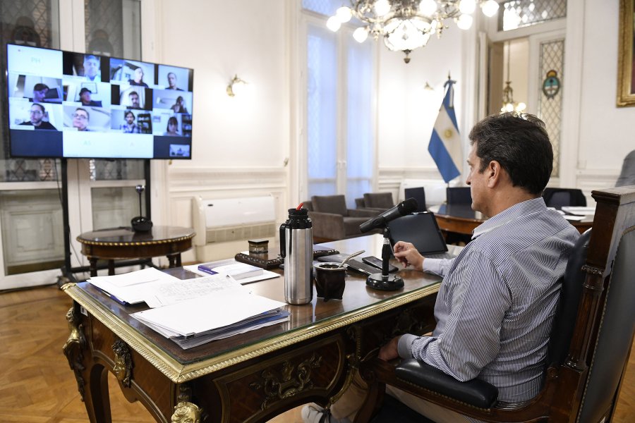 FOTO NA SERGIO MASSA. Realiz&oacute; importantes anuncios en la videoconferencia de ayer.