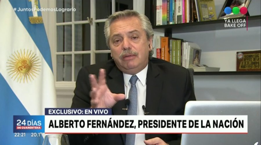 CAPTURA TV PRESIDENTE. Alberto Fern&aacute;ndez particip&oacute; de una entrevista en Telefe.
