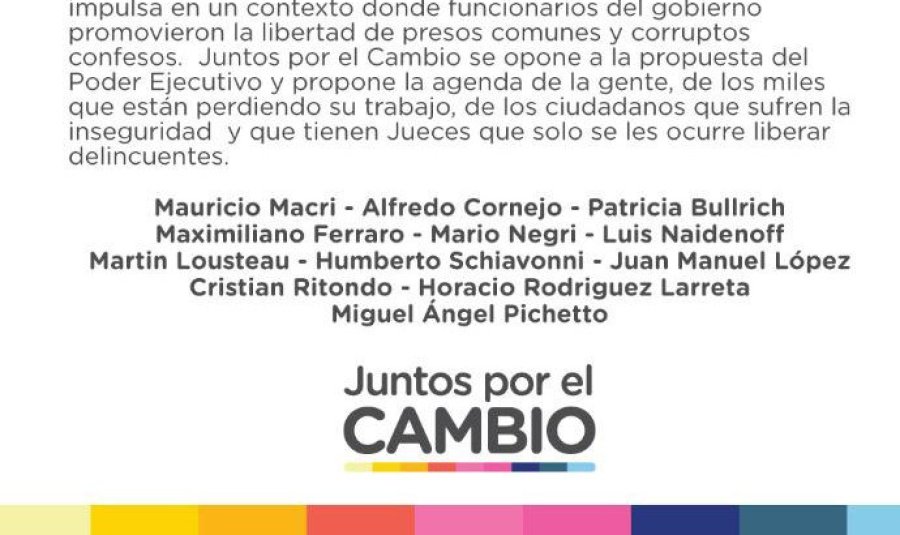 FOTO TWITTER EN CONTRA. Las firmas del documento de Juntos por el Cambio.