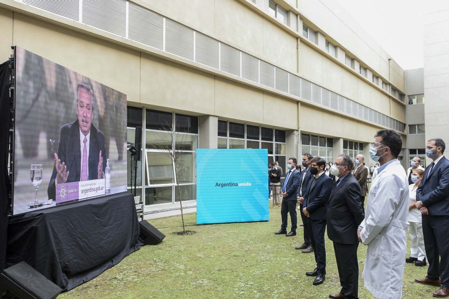 FOTO NA POR VIDEOCONFERENCIA. Alberto Fern&aacute;ndez dej&oacute; inaugurado el hospital.