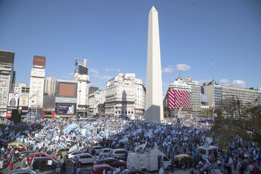 FOTO NA OBELISCO. Fue el epicentro de la movilizaci&oacute;n en la Ciudad de Buenos Aires.