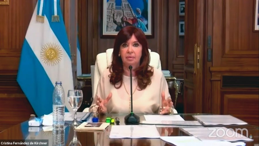 FOTO NA TELE EXPOSICION. Cristina Kirchner durante su presentaci&oacute;n ante la C&aacute;mara de Casaci&oacute;n Penal.