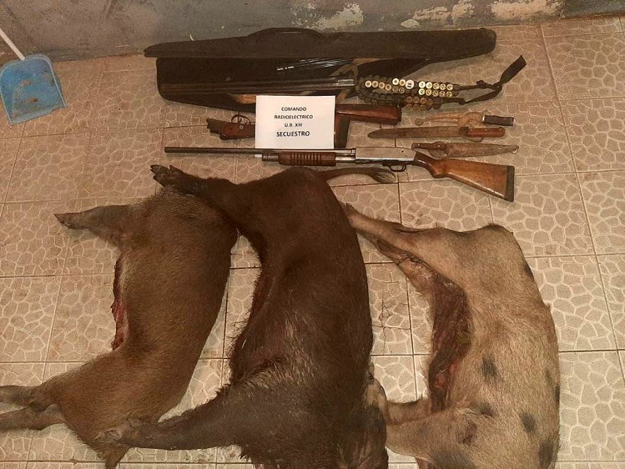 FOTO JPSF CAZA Y ARMAS. Aprehendieron a tres hombres por irregularidades.