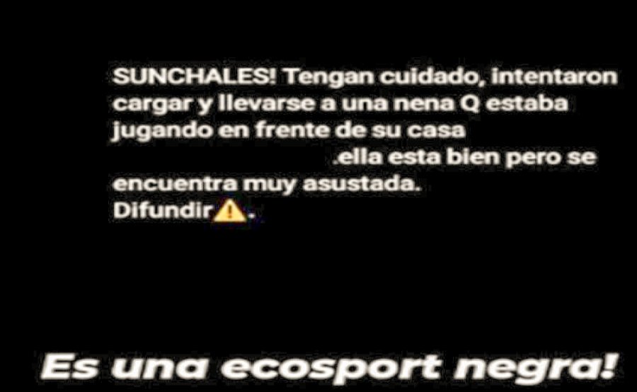 FOTO WEB ADVERTENCIA. Esto circul&oacute; en las redes sociales en Sunchales ayer.