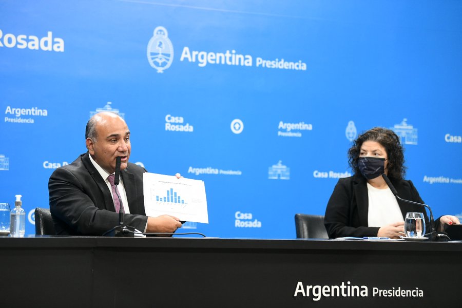 FOTO NA TAPABOCAS AFUERA. Manzur y Vizzotti a cargo de los anuncios.