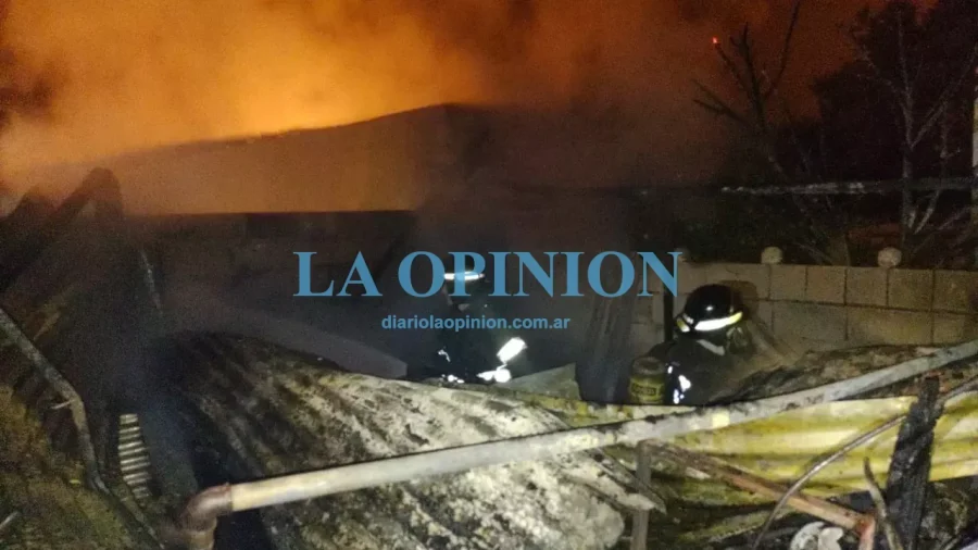 ESCENARIO. El fuego destruy&oacute; totalmente un galp&oacute;n.