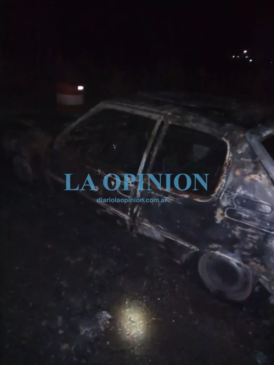 TOTALMENTE QUEMADO.  As&iacute; se observ&oacute; anoche un auto en esta ciudad.
