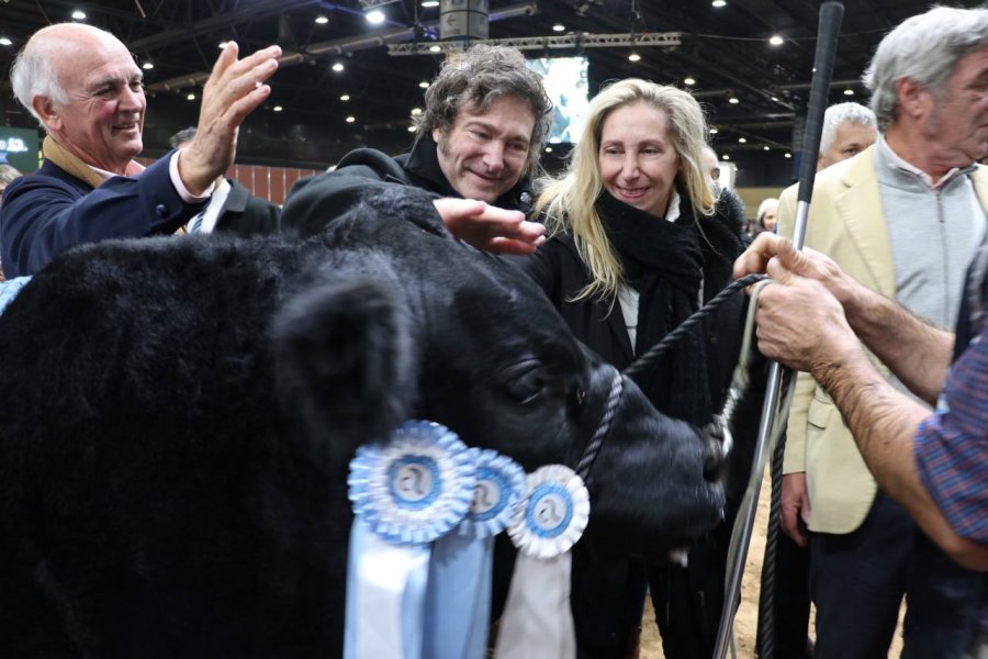 El presidente Javier Milei en la Exposici&oacute;n de  la raza Angus.