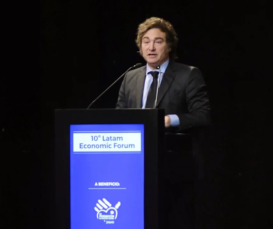 Javier Milei durante su disertaci&oacute;n en el Latam Economic Forum.