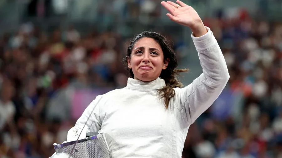 Nada Hafez compiti&oacute; embarazada de siete meses en Par&iacute;s 2024.