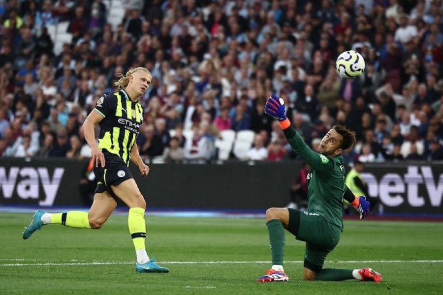 Erling Haaland marc&oacute; tres goles en el triunfo del Manchester City ante West Ham, por la tercera fecha de la Premier League.