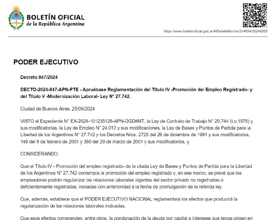 El decreto de reglamentaci&oacute;n de la reforma laboral.