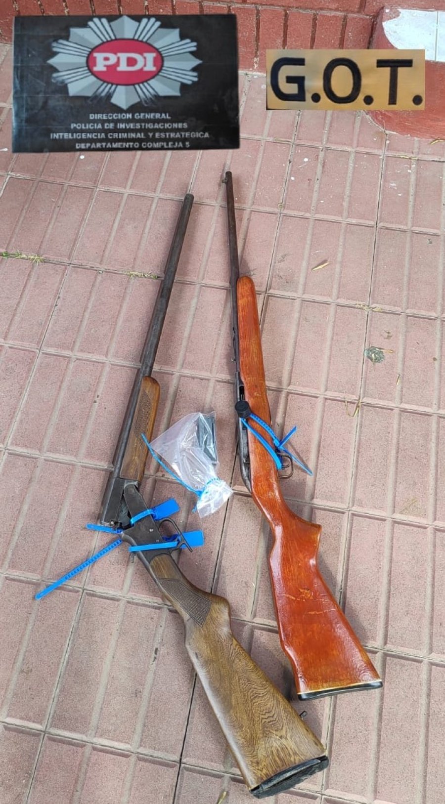 <i>Las dos armas de fuego secuestradas en poder del detenido.</i>