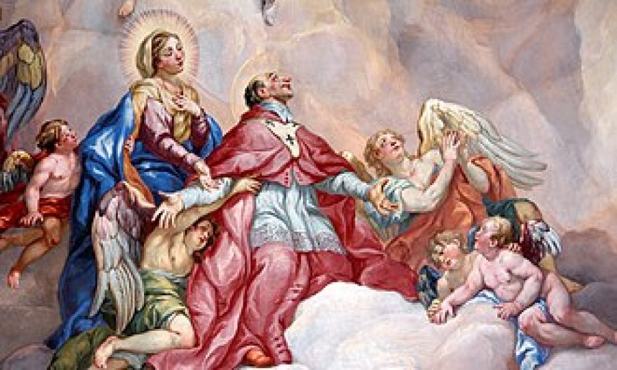 Intercesi&oacute;n de san Carlos Borromeo ayudado por la Virgen de Rottmayr.