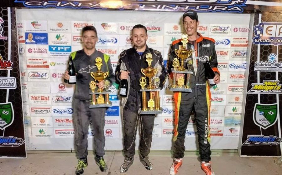Podio de la Final A de titulares: Ezequiel Valentini, Agust&iacute;n Bonomo y Ezequiel Garc&iacute;a.