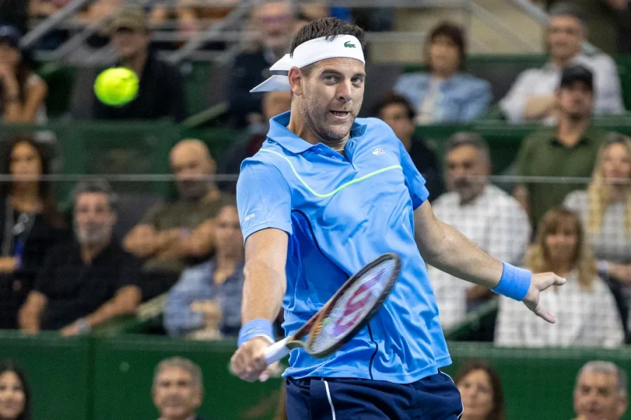 El tenista argentino, Juan Martin Del Potro durante el partido exhibici&oacute;n.