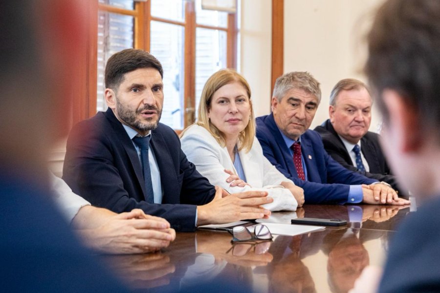 Pullaro, Scaglia, Bastia y Michlig durante la reuni&oacute;n en Casa de Gobierno.