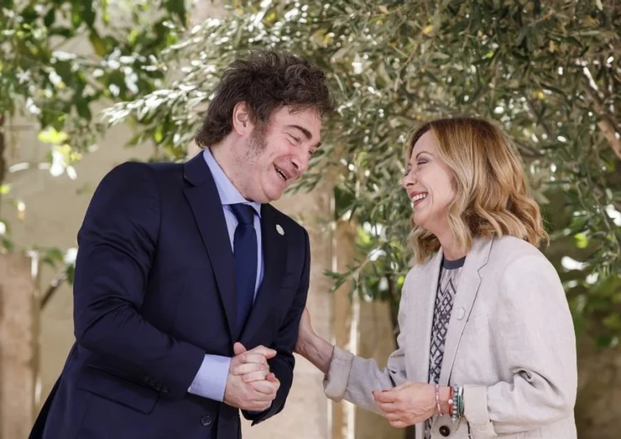 Javier Milei sigue de gira por Italia y mantiene buena sinton&iacute;a con Georgia Meloni.