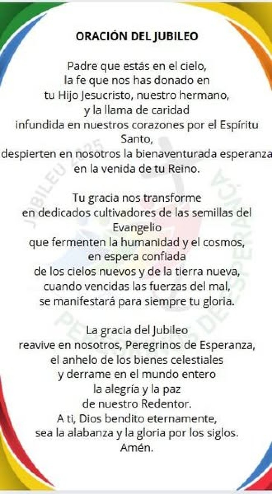 Oraci&oacute;n del Jubileo.