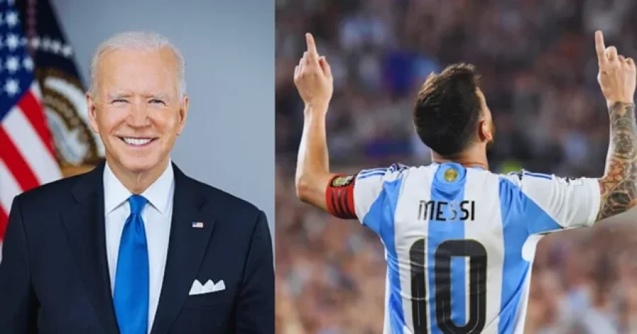 El presidente de Estados Unidos, Joe Biden, y Lionel Andr&eacute;s Messi.
