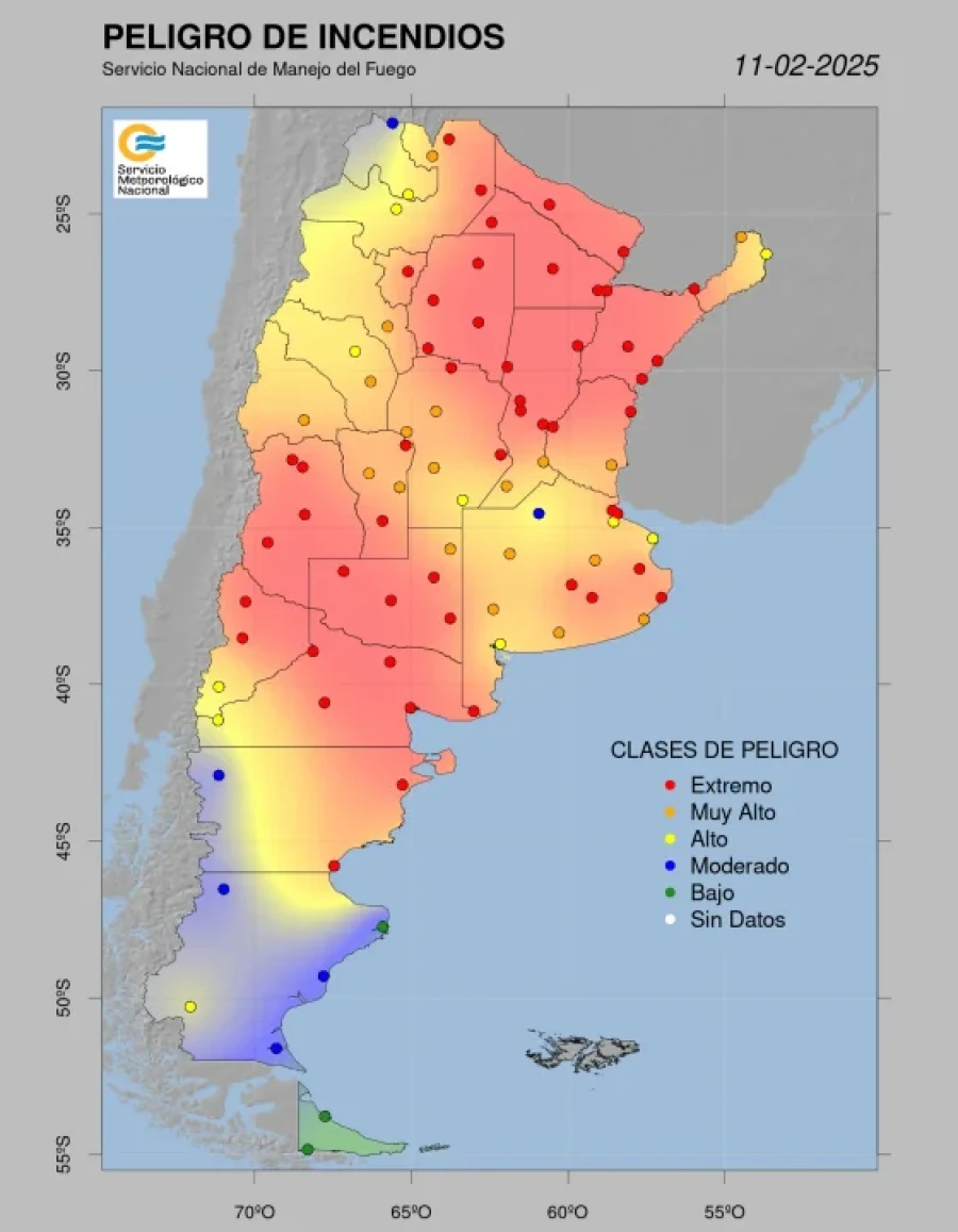 Panorama de incendios en la Argentina este martes 11 de febrero