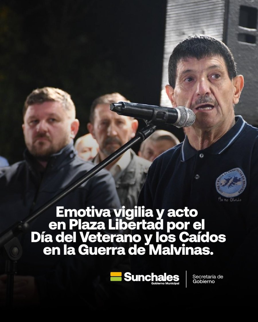 SERGIO DURANDO. Uno de los veteranos sunchalenses pronunciando su mensaje.