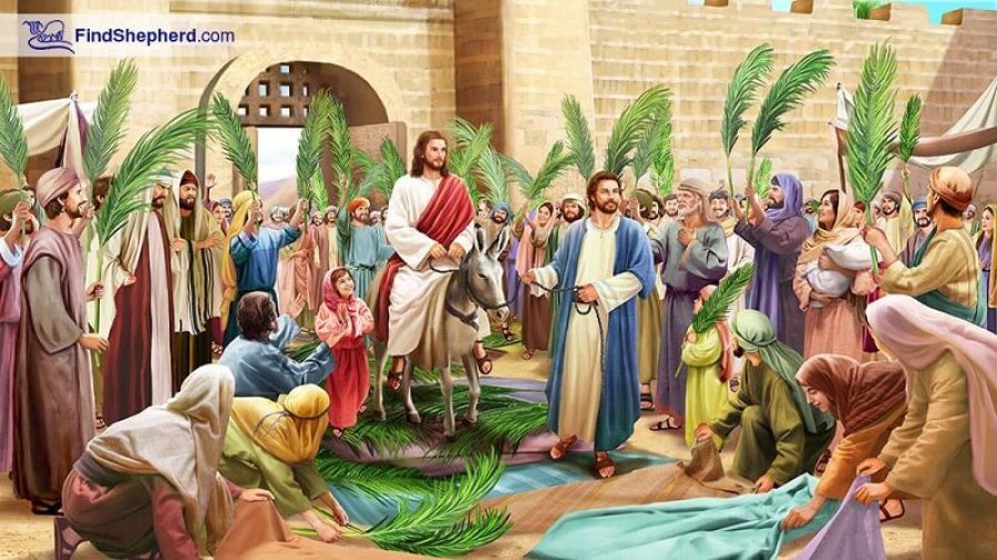 ENTRADA A JERUSAL&Eacute;N. Pintura que recrea el hist&oacute;rico momento.