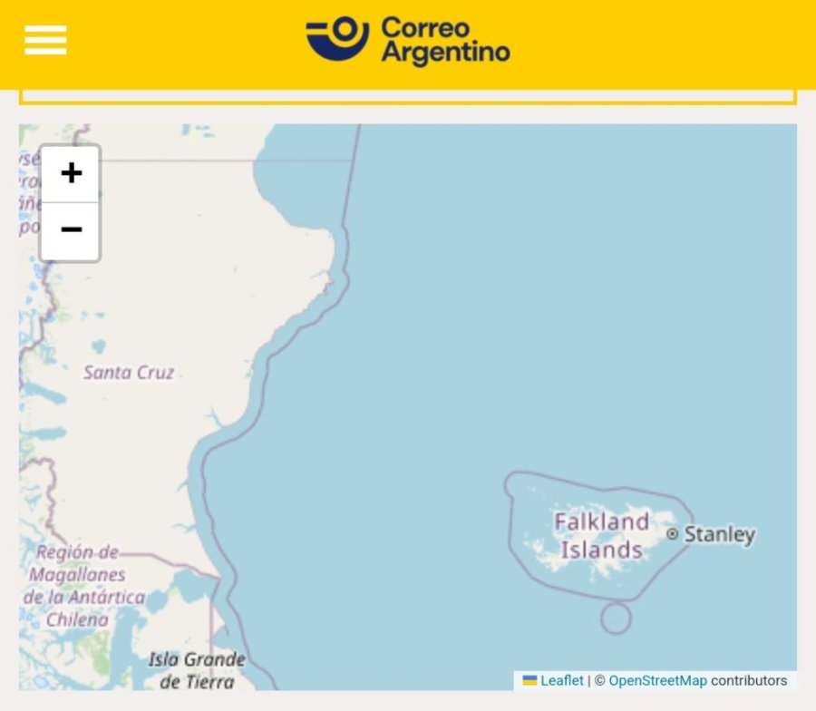 "ERROR INVOLUNTARIO". Correo Argentino corrigi&oacute; un mapa que llamaba &acute;Falkland&acute;a las Islas Malvinas.
