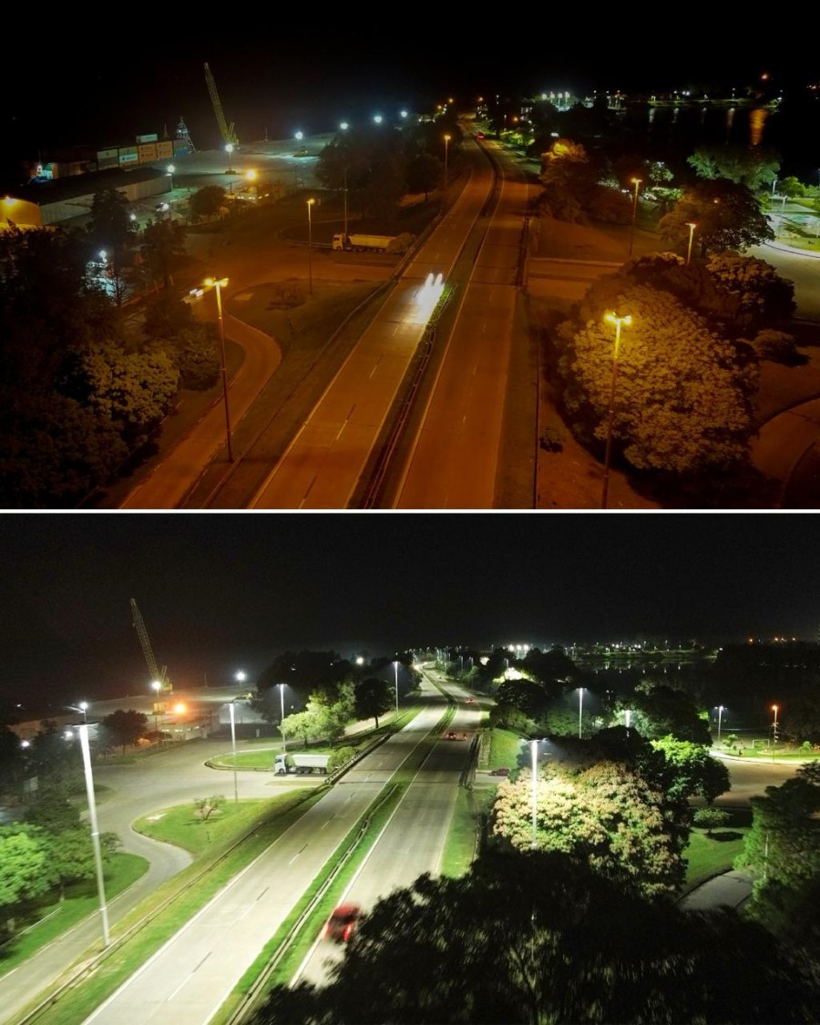 Avanza la nueva iluminaci&oacute;n led en Circunvalaci&oacute;n Santa Fe.