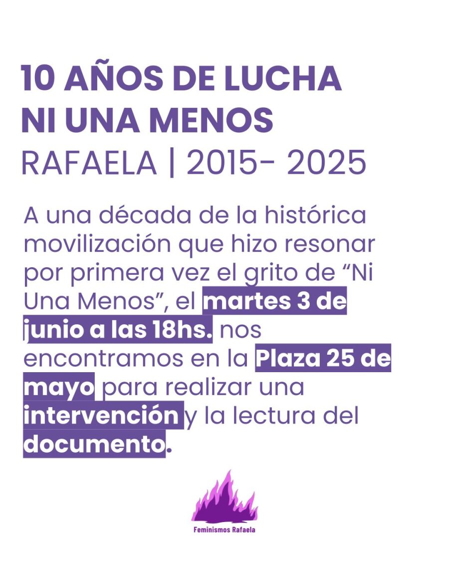 UNA DECADA. La actividad que se realizar&aacute; este martes en nuestra ciudad a 10 a&ntilde;os del primer Ni Una Menos.