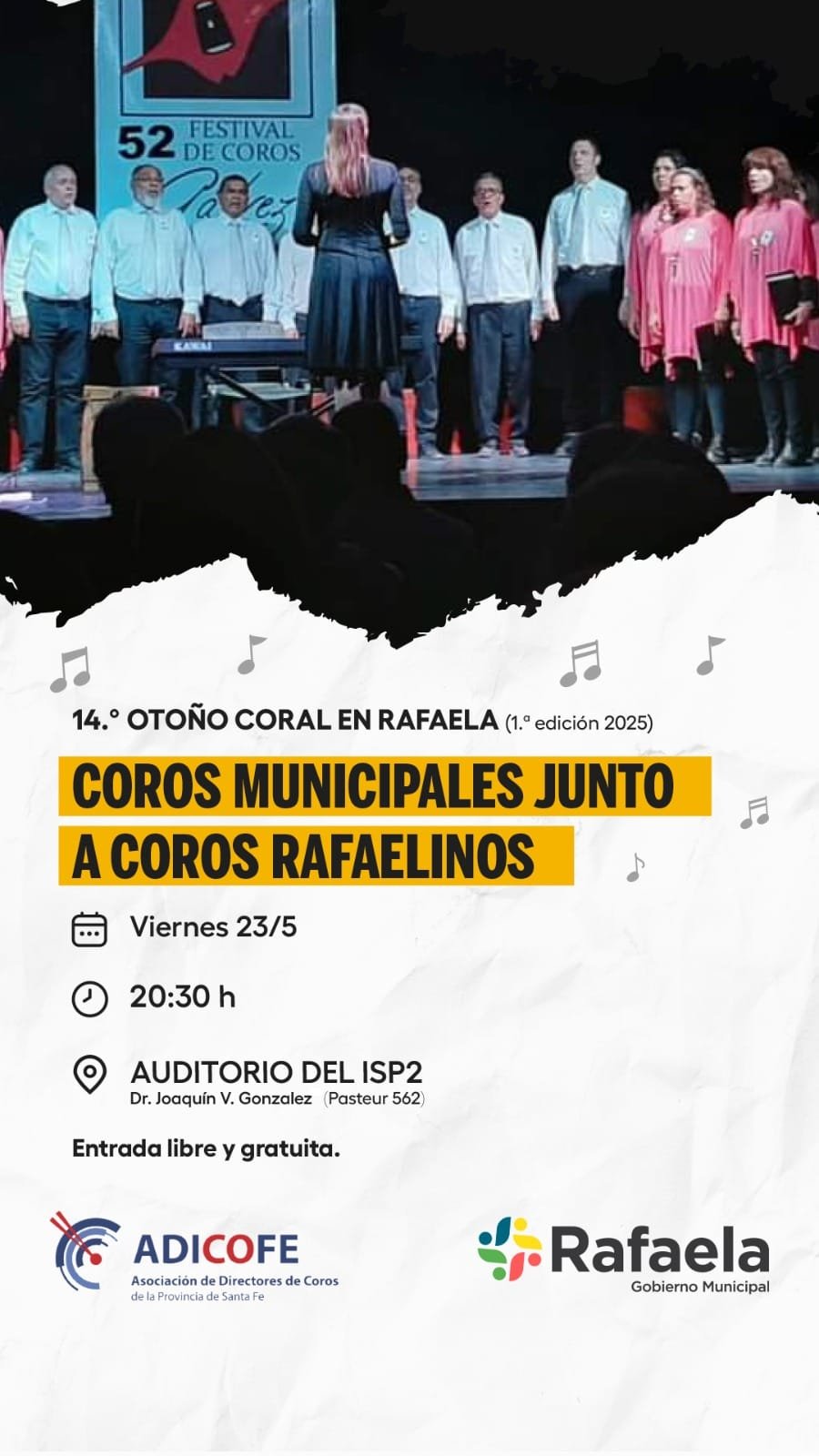 MUSICA CORAL. Tiene como objetivo reunir a los coros de la ciudad compartiendo su canto junto al p&uacute;blico rafaelino.&nbsp;