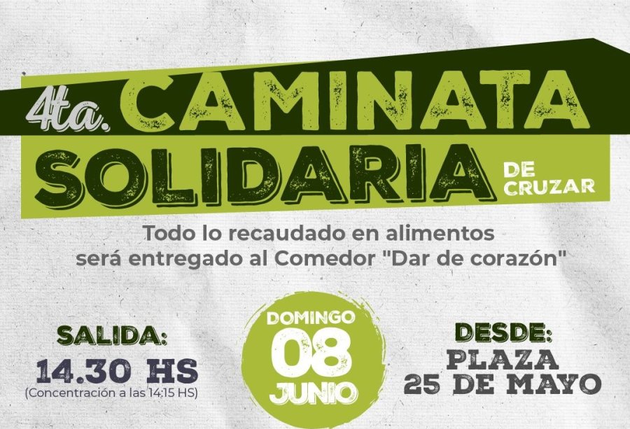 CAMINATA SOLIDARIA. Comienza en la Plaza 25 de Mayo para continuar por puntos emblem&aacute;ticos de la ciudad.