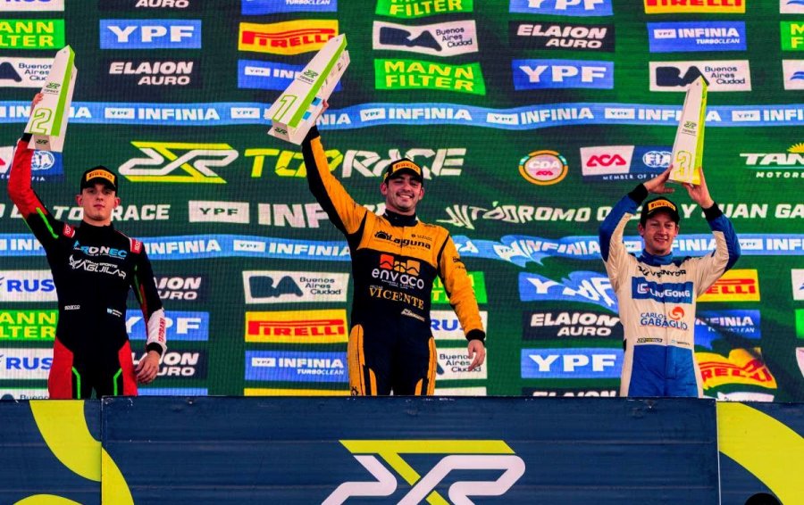 Podio del TRV6 con Emiliano Stang (2&deg;), Facundo Aldrighetti (1&deg;) y Marcelo Ciarrocchi (3&deg;).