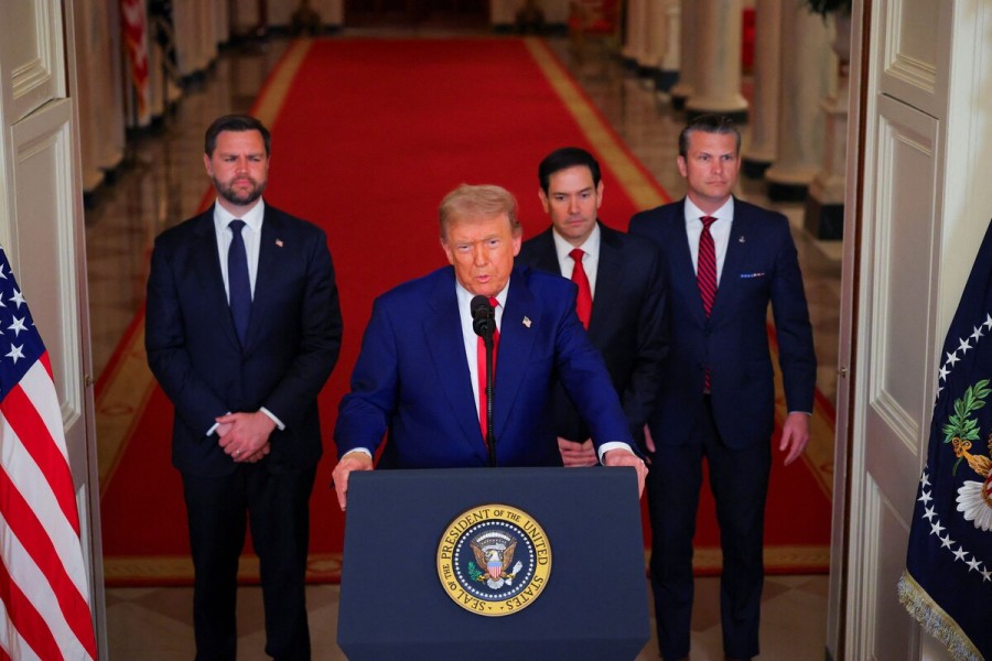 Donald Trump durante el mensaje a la naci&oacute;n desde la Casa Blanca.