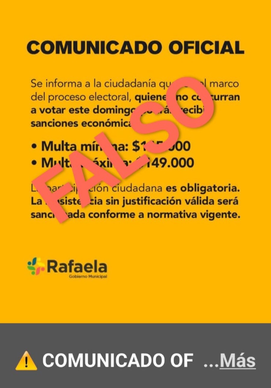 Informaci&oacute;n falsa.
