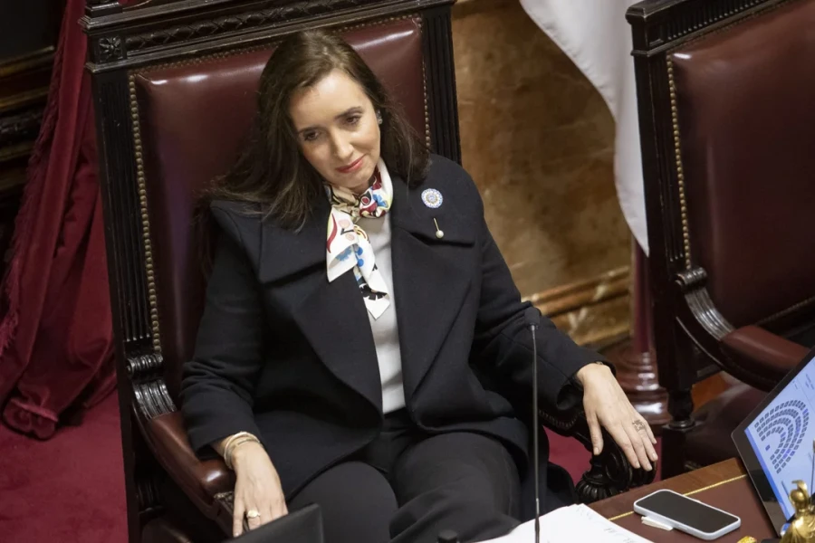 La vicepresidenta Victoria Villarruel en la &uacute;ltima sesi&oacute;n del Senado.