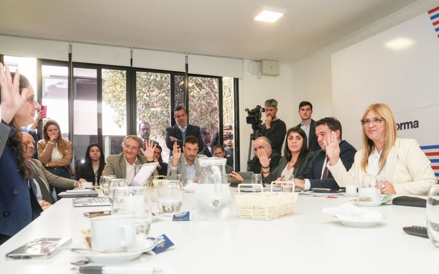 Los integrantes de la Comisi&oacute;n de Peticiones, Poderes y Reglamento durante la reuni&oacute;n de este lunes en Santa Fe.
