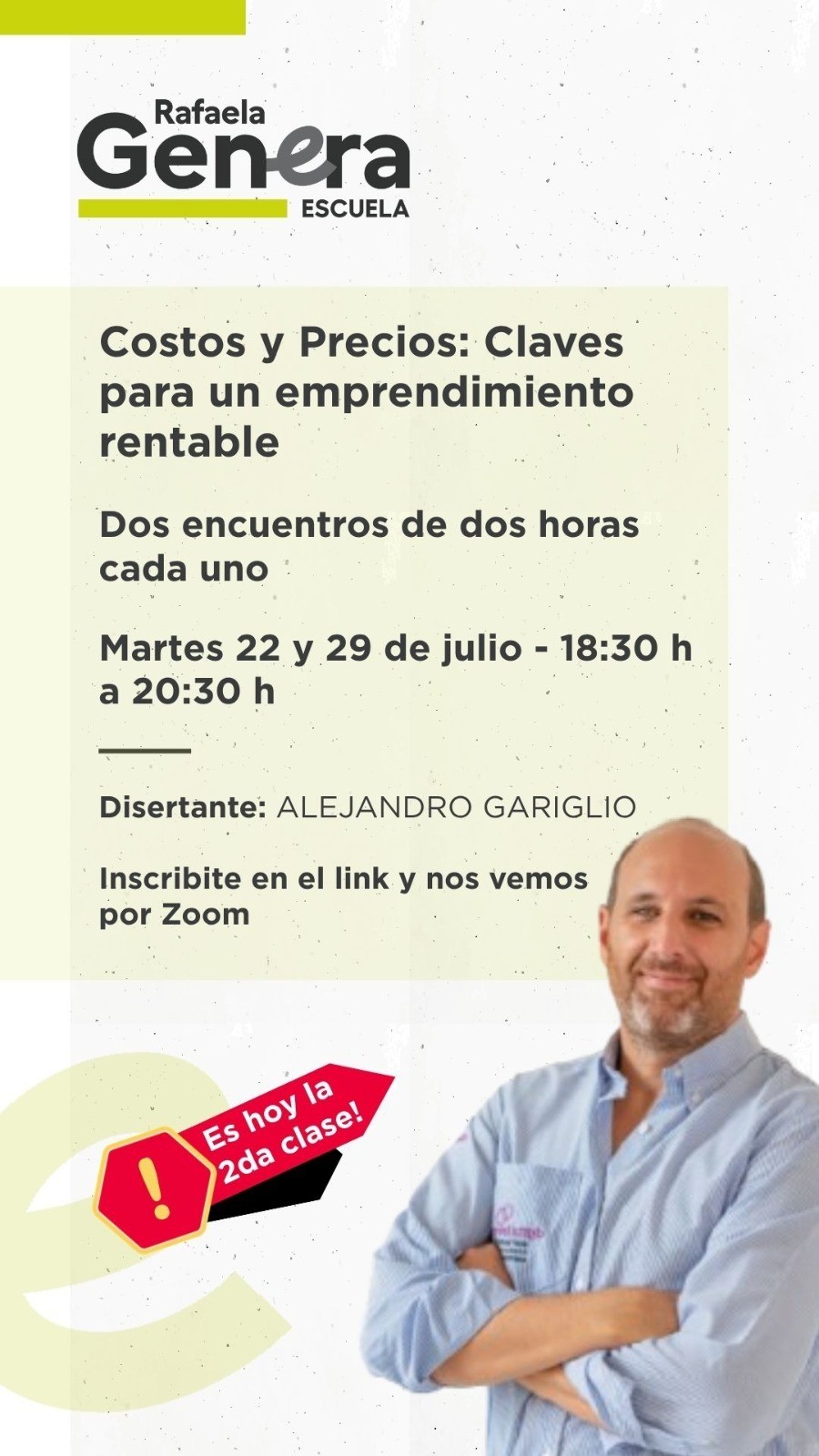 La capacitaci&oacute;n se desarrolla de 18:30 a 20:30.