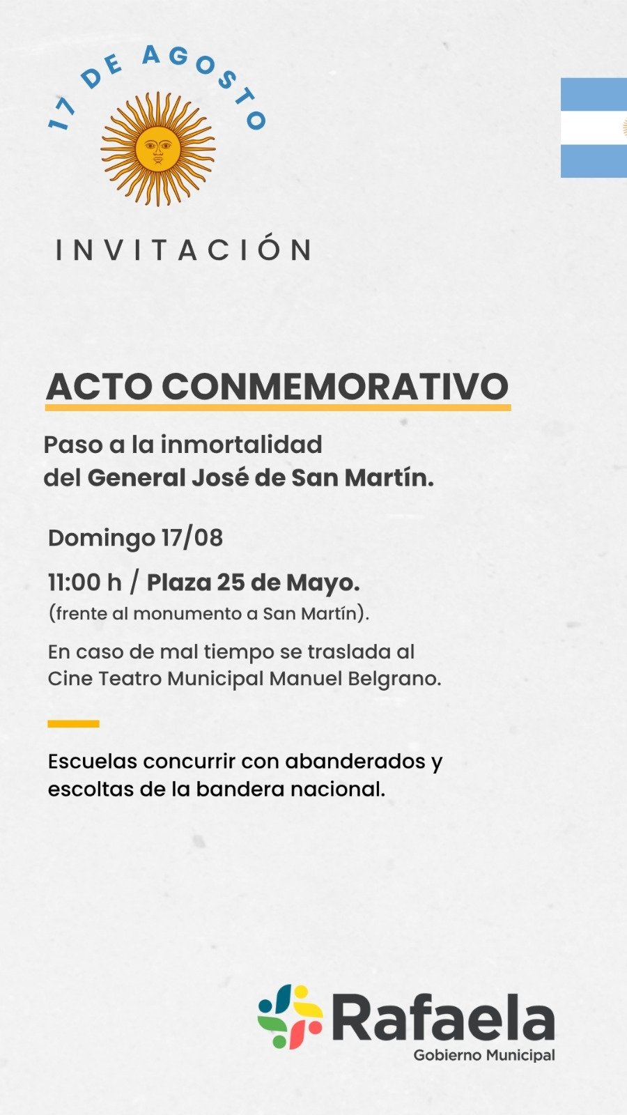 HOMENAJE. El municipio local realizar&aacute; un acto oficial para recordar al general San Mart&iacute;n.