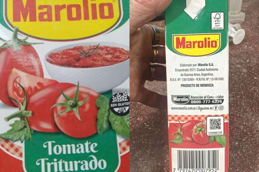 MARCHA ATRAS DE LA ANMAT. Al final, el tomate triturado Marolio no representa un riesgo sanitario para los consumidores.