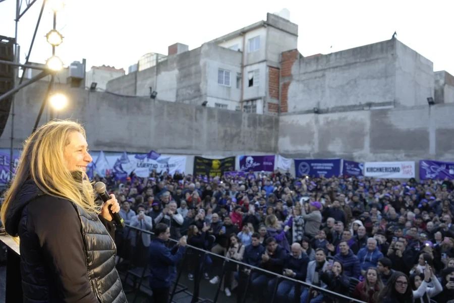 Karina Milei en un acto de LLA.