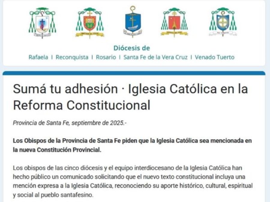 PEDIDO. Pese a la eliminaci&oacute;n de la confesionalidad del Estado, los obispos reclaman que la Constituci&oacute;n de Santa Fe siga mencionando a la Iglesia Cat&oacute;lica.
